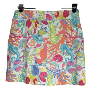 Ana Clare Logan Moana Pink and Blue A-Line Skort for Resort Wear